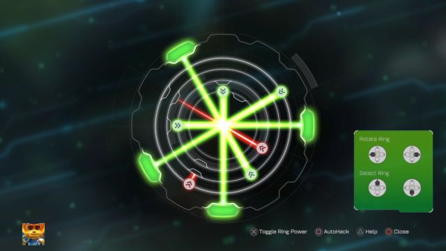 Prawidłowa kombinacja Zagadki Intruzera. - Ratchet & Clank: Deplanetiser, powrót - solucja, opis przejścia, zadania - Ratchet & Clank - poradnik do gry