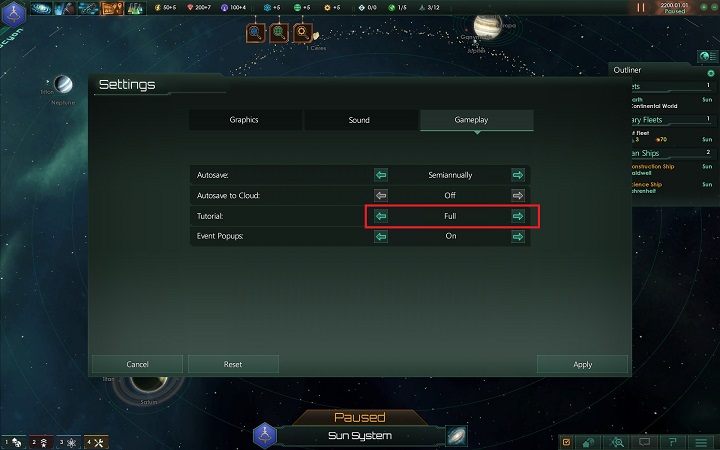 Tutaj możesz zmienić parametry samouczka - Tworzenie fundamentów imperium | Dobry start w Stellaris - Stellaris - poradnik do gry