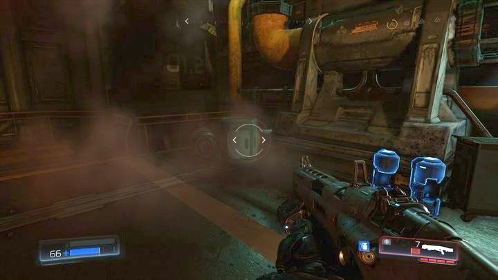 Obok pierwszego Dzienniku zapytań znajdziesz beczki, za którymi ukryto dźwignię - Obiekt Argentu | Sekrety | Doom - Doom - poradnik do gry