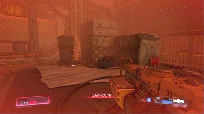 Na jednej z większych platform będzie starta skrzyń - Obiekt Argentu (zniszczony) | Opis przejścia | Doom - Doom - poradnik do gry