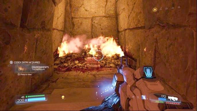 Na przeciwko czaszki zobaczysz zielony portal - Nekropolia | Opis przejścia | Doom - Doom - poradnik do gry