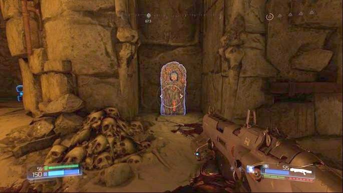 Dalsza droga kawałek od Elitarnego Sytażnika prowadzi do korytarza z lewej - Kraina Tytanów | Sekrety | Doom - Doom - poradnik do gry