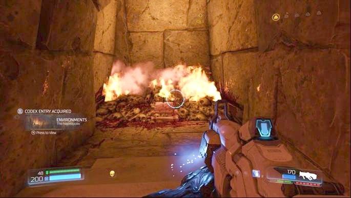 Na przeciwko żółtej czaszki zobaczysz zielony portal - Nekropolia | Sekrety | Doom - Doom - poradnik do gry
