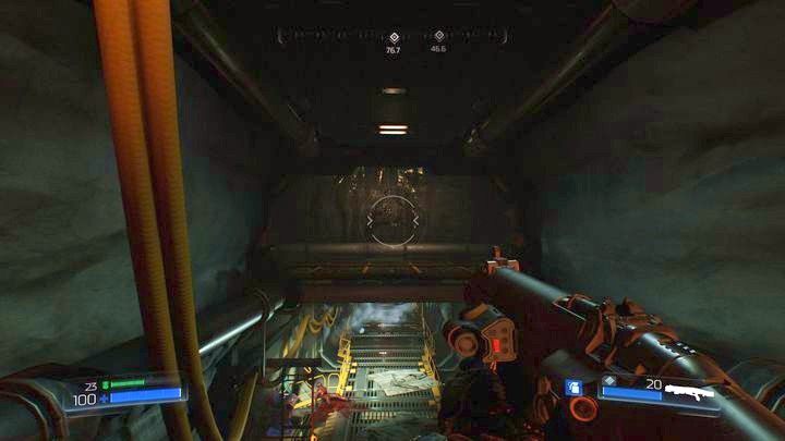 Na końcu tunelu znajdziesz kilka przedmiotów oraz panel, dzięki któremu przywrócisz zasilanie - Dział Zasobów | Opis przejścia | Doom - Doom - poradnik do gry