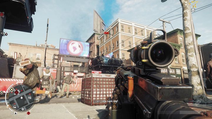 Wieża kontroli dronów jest silnie strzeżonym posterunkiem KAL, który dodatkowo okrążają ich patrole - Żółta strefa Earlstone | Punkty kluczowe - Homefront: The Revolution - poradnik do gry