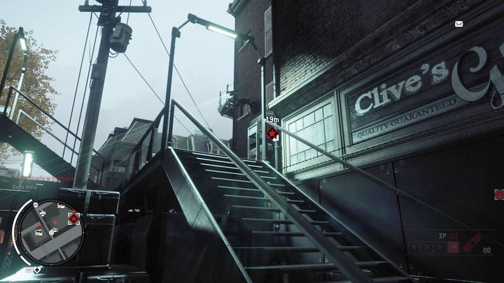 Będąc w środku skieruj się na schody i zniszcz widoczną na obrazku kamerę monitoringu KAL - Żółta strefa Earlstone | Punkty kluczowe - Homefront: The Revolution - poradnik do gry