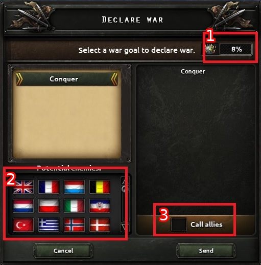 Kiedy cel wojenny stanie się dla nas uzasadniony możemy w oparciu o niego wypowiedzieć wojnę - Działania dyplomatyczne | Rząd w Hearts of Iron IV - Hearts of Iron IV - poradnik do gry