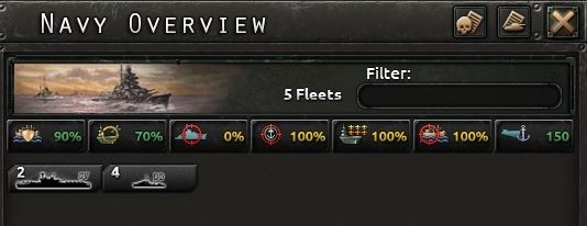 W przypadku doktryn morskich nie znajdziemy już tylu dostępnych modyfikatorów co dla co pozostałych typów sił zbrojnych - Siły zbrojne | Armia w Hearts of Iron IV - Hearts of Iron IV - poradnik do gry