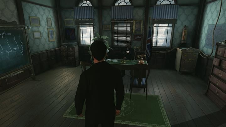 Na koniec odwiedź inspektora w jego gabinecie - Scotland Yard - analiza zwłok i przedmiotów z miejsca zbrodni | Studium w zieleni - Sherlock Holmes: The Devils Daughter - poradnik do gry