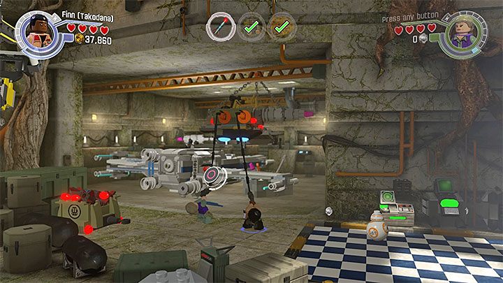 Finn i Leia muszą złapać się interaktywnych zaczepów - Rozdział 7 - Ruch oporu | Tryb fabularny - LEGO Gwiezdne wojny: Przebudzenie Mocy - poradnik do gry