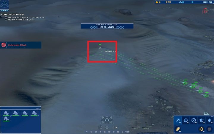 Po czasie 2:20 rozpoczną się ataki na twoją bazę, które będą narastać - 2 - The Boneyard | Kampania | Homeworld Deserts of Kharak - Homeworld: Deserts of Kharak - poradnik do gry