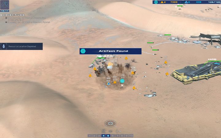 Po ofensywie na drugi wóz produkcyjny zajmij wrak obok i rozpocznij pozyskiwanie złóż. - 6 - Beladin Dune Sea | Kampania | Homeworld Deserts of Kharak - Homeworld: Deserts of Kharak - poradnik do gry