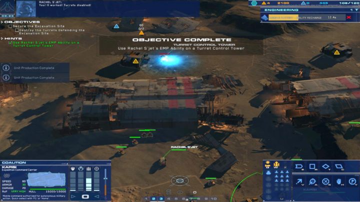 Pocisk EMP ma duży zasięg, później i inne jednostki będą posiadać tę umiejętność. - 7 - Gaalsien Base | Kampania | Homeworld Deserts of Kharak - Homeworld: Deserts of Kharak - poradnik do gry