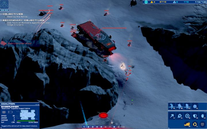 Renza nadjedzie od strony wrogiej bazy i po wykonaniu przejazdowej rundki przejdzie do ofensywy. - 8 - Tombs of the Ancients | Kampania | Homeworld Deserts of Kharak - Homeworld: Deserts of Kharak - poradnik do gry