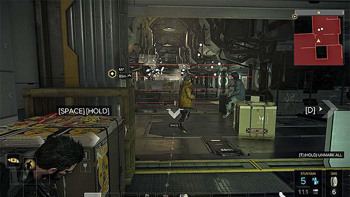 Na poziomie 1 przebywa wielu wrogów i dodatkowo trzeba uważać na zapory laserowe - Cel - Rucker - zadanie główne | Kompleks Utulek | Deus Ex Rozłam Ludzkości - Deus Ex: Rozłam Ludzkości - poradnik do gry