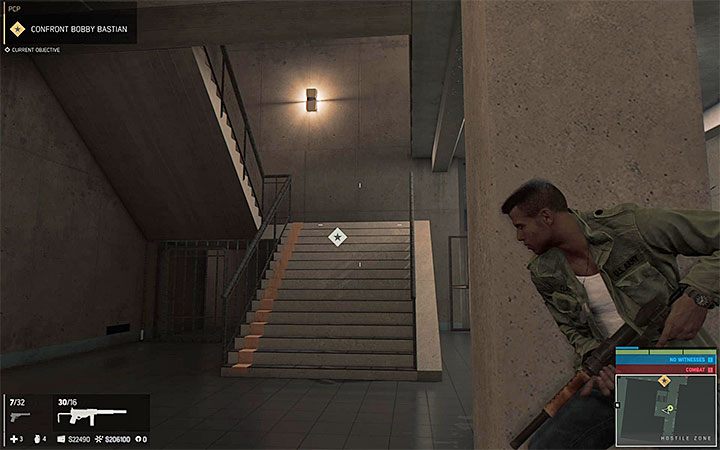 Zamiast głównych schodów możesz wybrać te w prawej części budynku - Biznes narkotykowy cz.1 | Misje fabularne w Mafia III - Mafia III - poradnik do gry