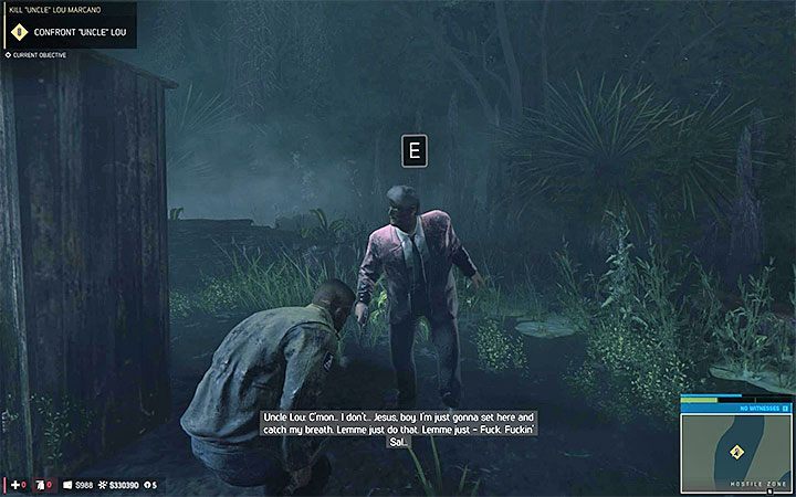 Wciśnij klawisz interakcji po tym jak Lincoln doścignie Lou - Zamordowanie Lou Marcano | Misje fabularne w Mafia III - Mafia III - poradnik do gry