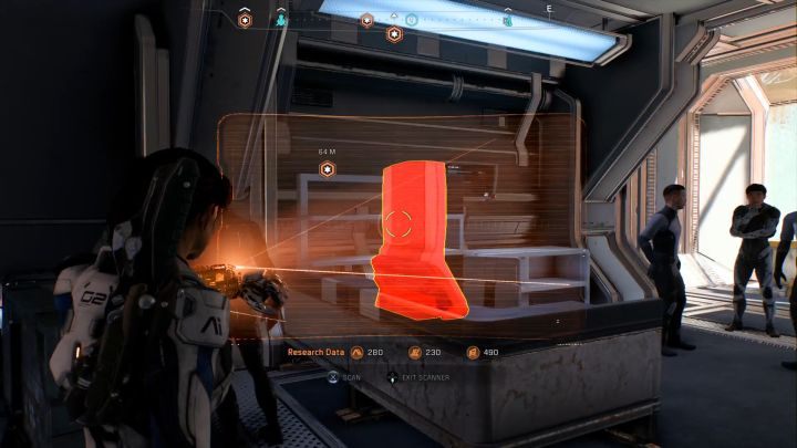 Przedmioty możliwe do zeskanowania są zabarwione na czerwono. - Czym są i jak pozyskać dane badawcze w Mass Effect Andromeda? | FAQ - Mass Effect: Andromeda - poradnik do gry