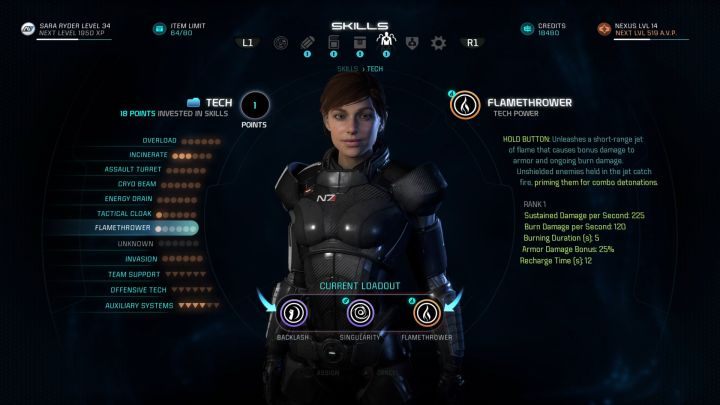 Musisz wybrać Miotacz Ognia (Flamethrower) by móc zdobyć to trofeum. - Ekspert od wybuchów (Pyrotechnics Expert) | Osiągnięcia Mass Effect Andromeda - Mass Effect: Andromeda - poradnik do gry