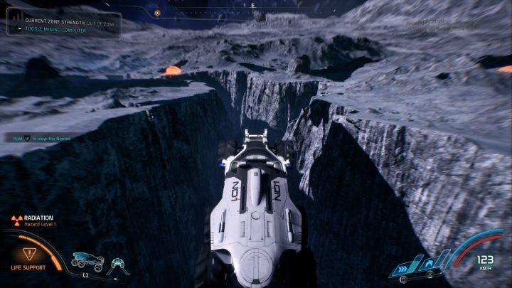 Teraz musisz cały czas uruchamiać skok i dopalacz, cały czas trzymając lewy analog wychylony do tylu - W zawieszeniu (Hang Time) - Mass Effect: Andromeda - poradnik do gry