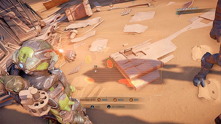 Uaktywnij skaner i zajmij się zlokalizowaniem śladów stóp z powyższego obrazka - Prawdy i naruszenia | Sojusznicy i związki w Mass Effect Andromeda - Mass Effect: Andromeda - poradnik do gry
