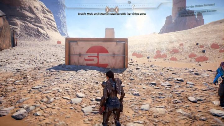 Pierwszy element do zeskanowania znajdziesz wewnątrz tego kontenera. - Poszukaj skradzionego rdzenia napędu | Elaaden | Zadania w Helejosie w Andromeda - Mass Effect: Andromeda - poradnik do gry