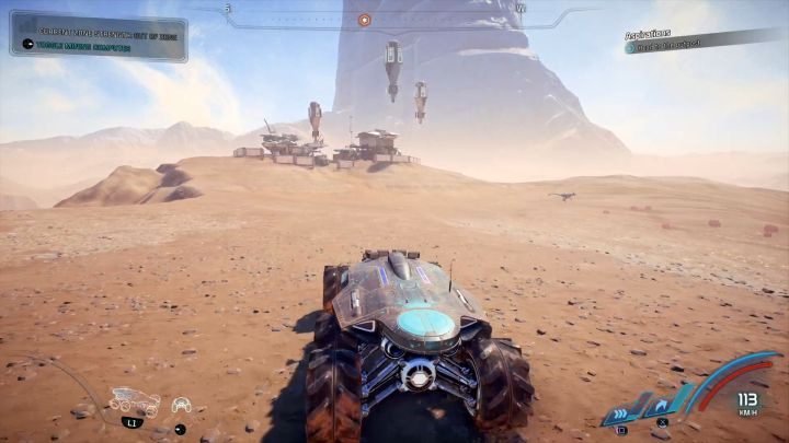 Widoczna w tle placówka. - Aspiracje | Elaaden | Zadania w Helejosie w Mass Effect Andromeda - Mass Effect: Andromeda - poradnik do gry