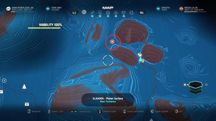 Miejsce, w którym założyć można placówkę na Elaaden. - Kolonizacja Elaaden | Elaaden | Zadania w Helejosie w Mass Effect Andromeda - Mass Effect: Andromeda - poradnik do gry