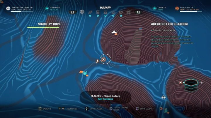 Miejsce, w którym rozpocząć możesz zadanie. - Architekt na Elaaden | Elaaden | Zadania w Helejosie w Mass Effect Andromeda - Mass Effect: Andromeda - poradnik do gry