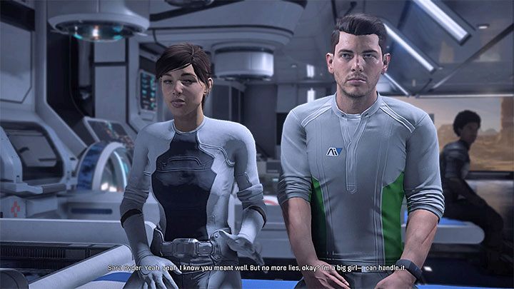 Rozpocznij od porozmawiania z siostrą lub bratem po tym jak osoba ta wybudzi się ze śpiączki - Tajemnice rodziny Ryderów | Sojusznicy i związki - Mass Effect: Andromeda - poradnik do gry