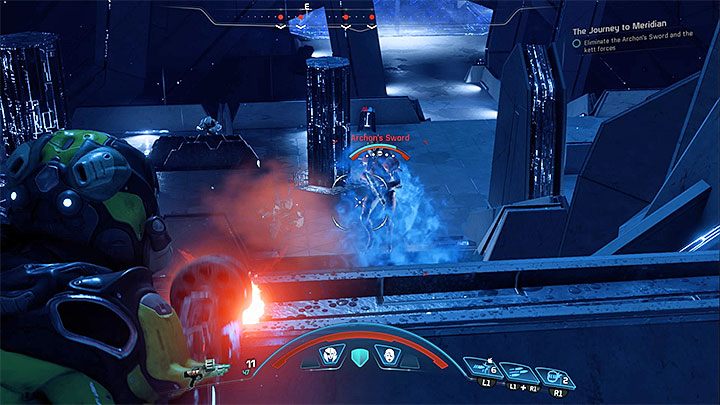 Staraj się nieprzerwanie atakować bossa i uniemożliwiać mu chowanie się w błękitnej chmurze - Jak pokonać Szablę Archonta w Meridianie w ME Andromeda? | Walki z bossami - Mass Effect: Andromeda - poradnik do gry