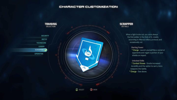 Wybór Narwańca (Scrapper) jako treningu dla postaci. - Narwaniec (Scrapper) | Bohater - Mass Effect: Andromeda - poradnik do gry