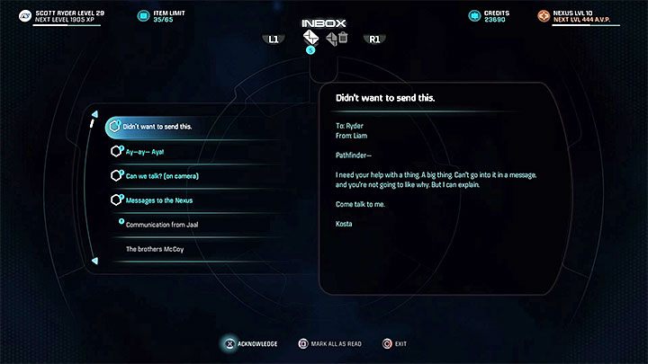 Przeczytaj e-maila od Liama i spotkaj się z nim na Tempeście - Liam Kosta: Stawka większa niż życie | Sojusznicy i związki w ME Andromeda - Mass Effect: Andromeda - poradnik do gry