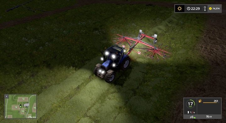 Użycie przetrząsacza i zgrabiarki to standardowa metoda zbioru siana - Trawa, siano i kiszonka w Farming Simulator 17 | Informacje o uprawach - Farming Simulator 17 - poradnik do gry