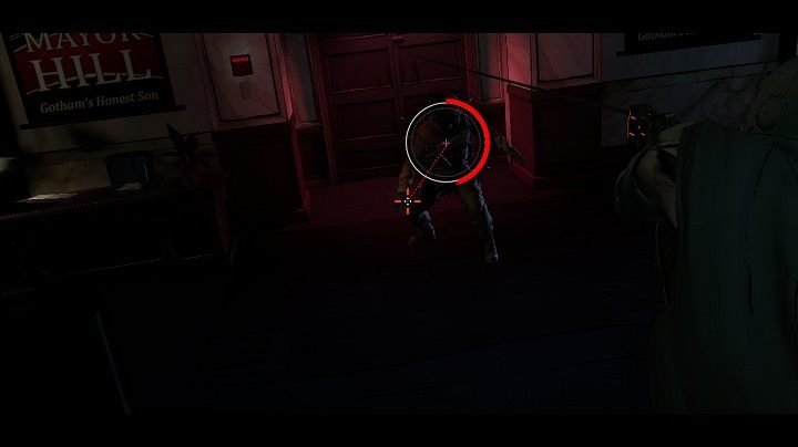 Czerwony pasek widoczny na okręgu symbolizuje czas, który pozostał na wykonanie akcji. - Mechanika rozgrywki | Podstawy Batman The Telltale Games Series - Batman: The Telltale Games Series - poradnik do gry
