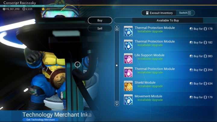 Moduły ulepszające są gotowe do zainstalowania w wolnym slocie technologii kombinezonu i nie wymagają żadnej budowy - No Mans Sky: Ulepszenia egzokombinezonu - No Mans Sky - poradnik do gry