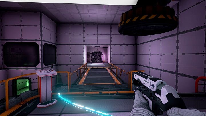 Podchodzimy do maszyny zasilanej wiązką energii, która znajduję się po naszej lewej stronie i przesuwamy most najbardziej w lewo - Chapter 2 - Opis Przejścia - The Turing Test - poradnik do gry