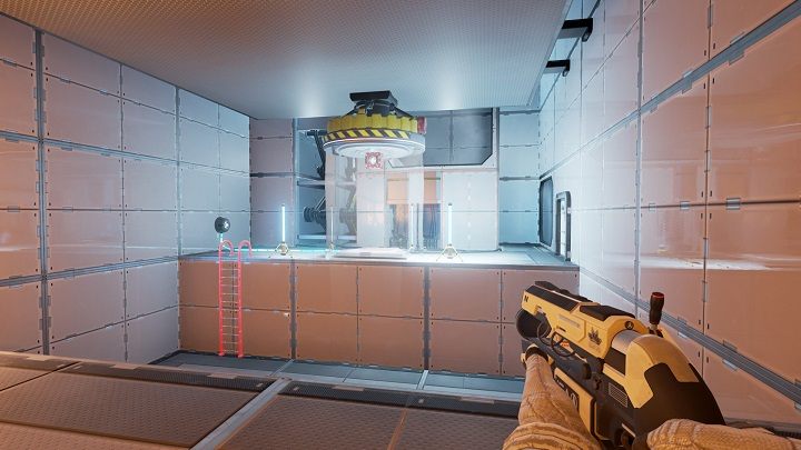 Za pomocą maszyny sterującej ustawiamy magnes z pojemnikiem jak na widocznym zdjęciu - Chapter 4 - Opis Przejścia - The Turing Test - poradnik do gry