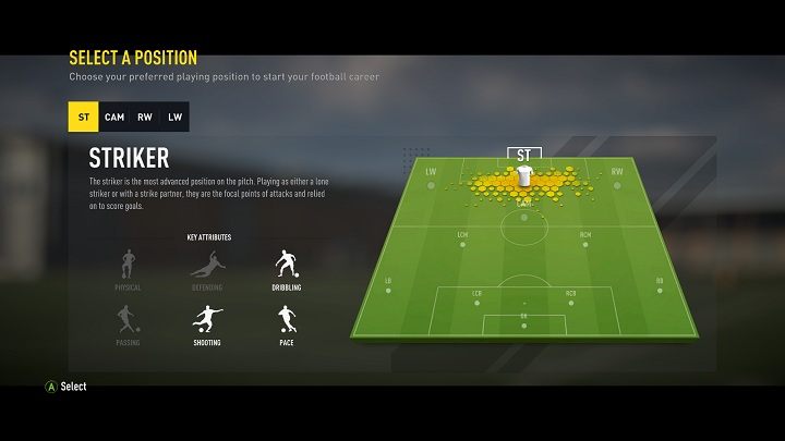 Wybór pozycji to pierwsza ważna decyzja, jaką musisz podjąć - Początek | Droga do sławy w FIFA 17 - FIFA 17 - poradnik do gry