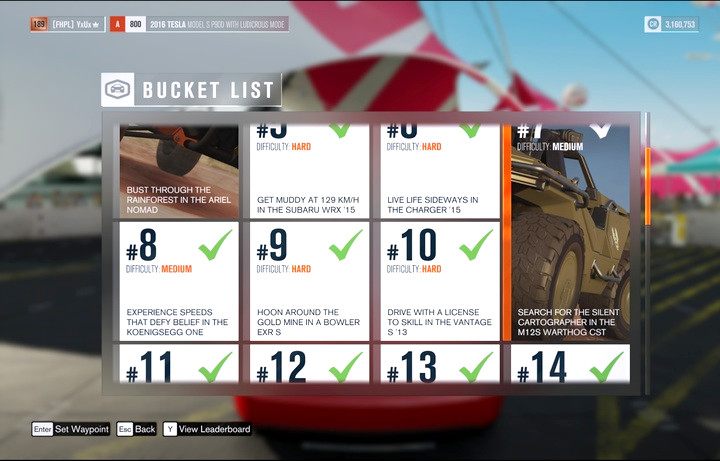 Lista życzeń - możesz podglądnąć dostępne wyzwania w menu festiwalu - Rodzaje wyścigów | Podstawy rozgrywki w Forza Horizon 3 - Forza Horizon 3 - poradnik do gry