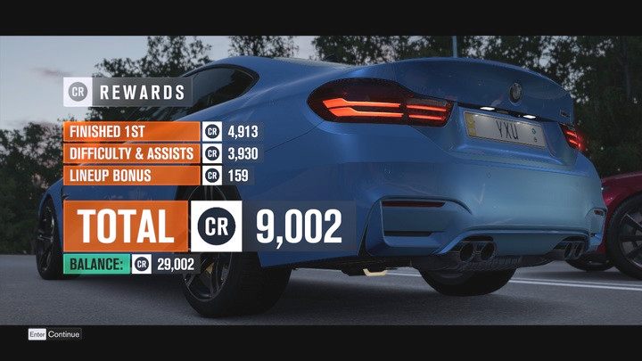 W Forzie zarabiasz w formie kredytów - ilość wynagrodzenia widoczna jest po każdym wyścigu - Pierwsze kroki w fabule | Podstawy rozgrywki w Forza Horizon 3 - Forza Horizon 3 - poradnik do gry