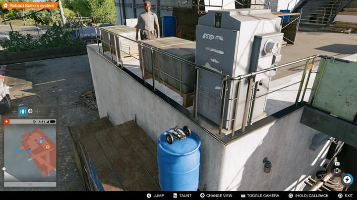 Skacz gadżetem po skrzyni i beczce, aż dotrzesz wyżej - Watch Dogs 2: Haum czy Huam, solucja, operacje główne - Watch Dogs 2 - poradnik do gry