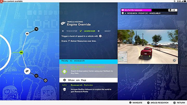 Bardziej zaawansowane umiejętności wymagają dysponowania punktami badań ORAZ kluczowymi danymi - Watch Dogs 2: Najlepsze umiejętności - porady - Watch Dogs 2 - poradnik do gry