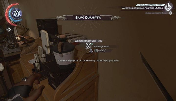 Kościany amulet znajduje się w biurze Durantea. - Sekrety | Misja 6 - Dzielnica pyłu | Dishonored 2 - Dishonored 2 - poradnik do gry