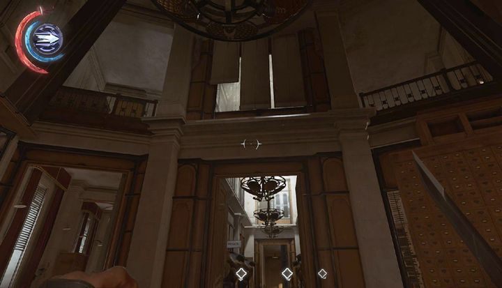 Wskocz na balkon po lewej. Na górze znajdziesz obraz i audiograf. - Sekrety | Misja 6 - Dzielnica pyłu | Dishonored 2 - Dishonored 2 - poradnik do gry