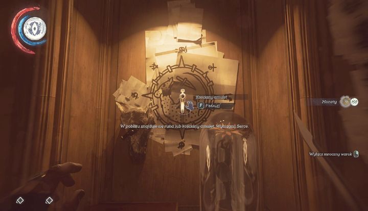 Kościany amulet zawieszony na ścianie, w mieszkaniu Mindy. - Sekrety | Misja 6 - Dzielnica pyłu | Dishonored 2 - Dishonored 2 - poradnik do gry