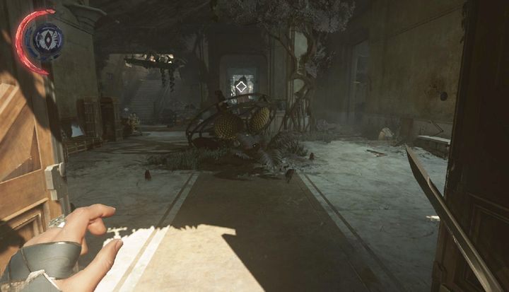 Skieruj się na schody po lewej stronie. - Znajdź Stiltona (teraźniejszość) | Misja 7 - Pęknięta tafla rzeczywistości - Dishonored 2 - poradnik do gry