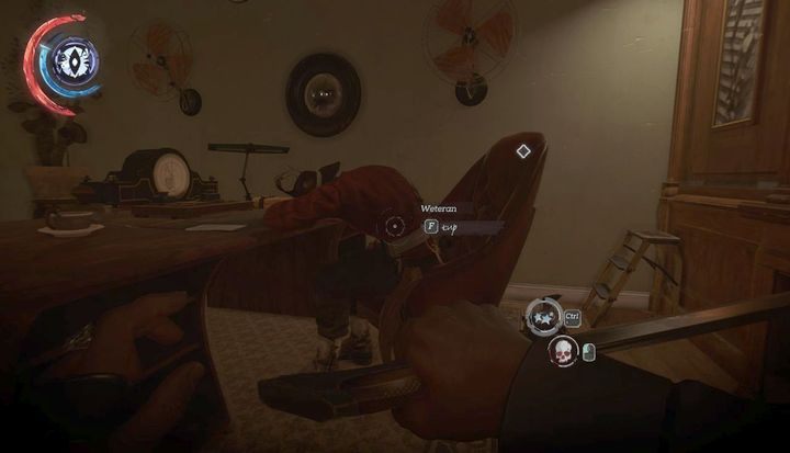 Ogłusz śpiącego strażnika. Otrzymasz jego hełm do kolekcji. - Dotrzyj do mechanicznej rezydencji | Misja 4 - Mechaniczna rezydencja - Dishonored 2 - poradnik do gry