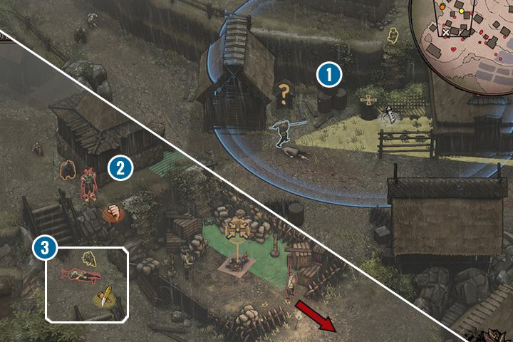 Najpierw pozbądź się strażnika krążącego między domami - Misja 7 - Wioska Suganuma - Shadow Tactics: Blades of the Shogun - poradnik do gry