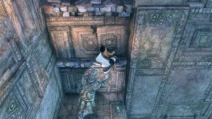 Miejsce gdzie możesz wspiąć się na wyższą półkę - Rozwiązanie zagadki z łańcuchem w sali z ożywionymi zbrojami | The Last Guardian - The Last Guardian - poradnik do gry